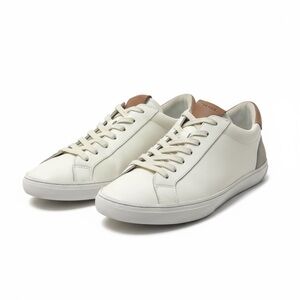 Vince White Leather Low-Top‎ Sneakers w/ Tan & Grey Suede Detail Men’s 9